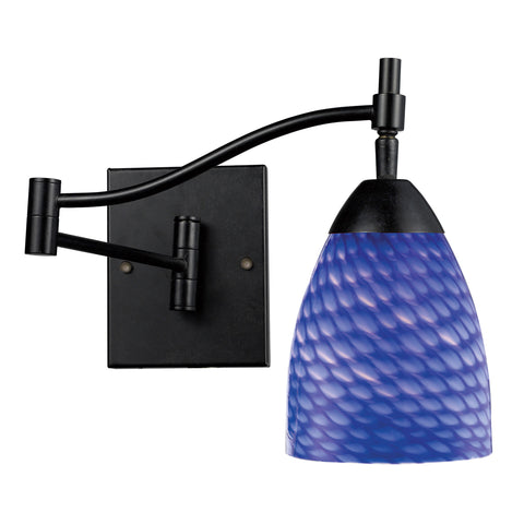 Celina 1 Light Swingarm Sconce In Dark Rust And Sapphire Glass