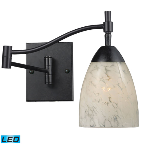 Celina 1 Light LED Swingarm Sconce In Dark Rust And Snow White