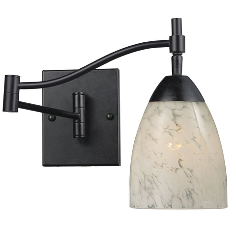 Celina 1 Light Swingarm Sconce In Dark Rust And Snow White