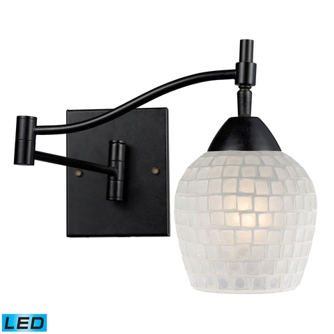 Celina 1 Light LED Swingarm Sconce In Dark Rust And White