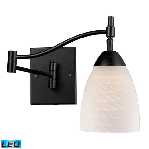 Celina 1 Light LED Swingarm Sconce In Dark Rust And White Swirl Glass