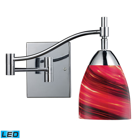 Celina 1 Light LED Swingarm Sconce In Polished Chrome And Autumn Glass