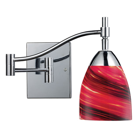 Celina 1 Light Swingarm Sconce In Polished Chrome And Autumn Glass