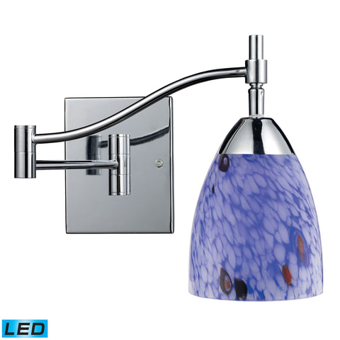 Celina 1 Light LED Swingarm Sconce In Polished Chrome And Starburst Blue Glass