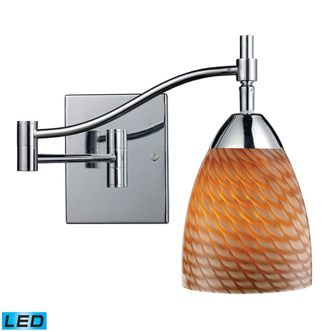 Celina 1 Light LED Swingarm Sconce In Polished Chrome And Cocoa Glass