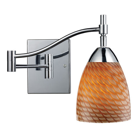 Celina 1 Light Swingarm Sconce In Polished Chrome And Cocoa Glass