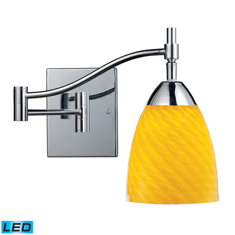 Celina 1 Light LED Swingarm Sconce In Polished Chrome And Canary Glass