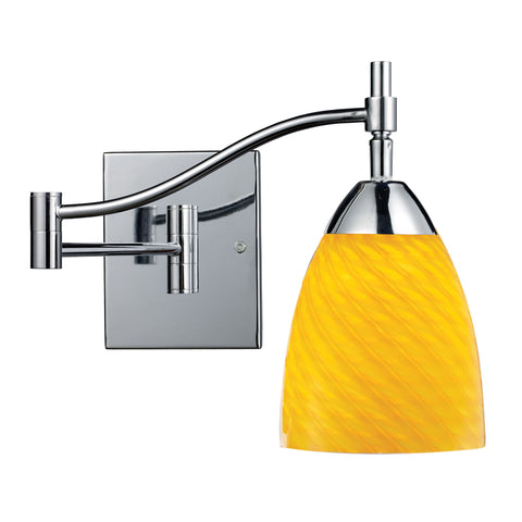 Celina 1 Light Swingarm Sconce In Polished Chrome And Canary Glass