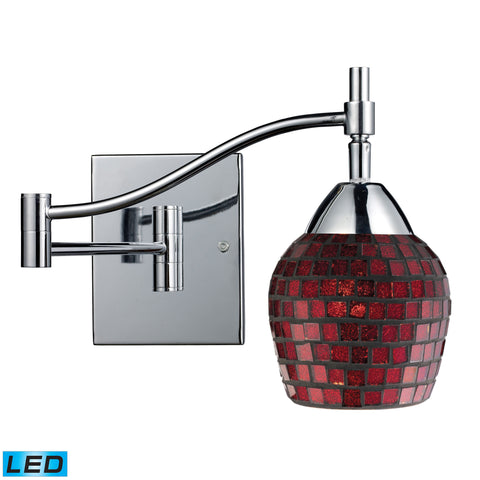 Celina 1 Light LED Swingarm Sconce In Polished Chrome And Copper Glass