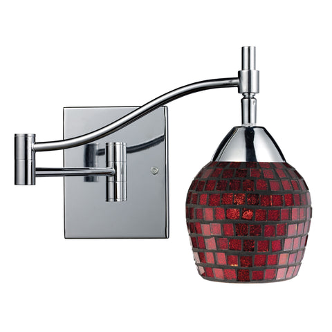 Celina 1 Light Swingarm Sconce In Polished Chrome And Copper Glass