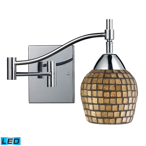 Celina 1 Light LED Swingarm Sconce In Polished Chrome And Gold Leaf Glass