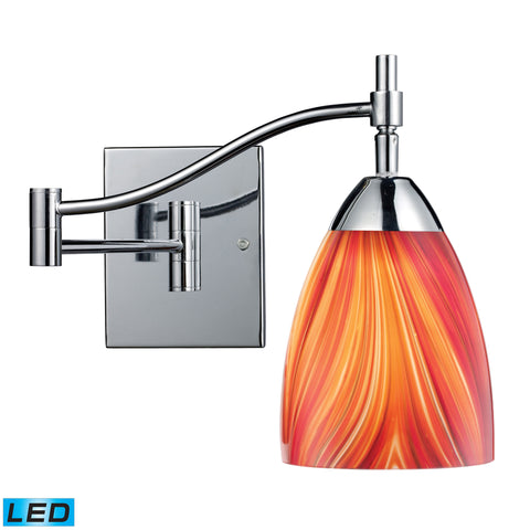 Celina 1 Light LED Swingarm Sconce In Polished Chrome And Multi Glass