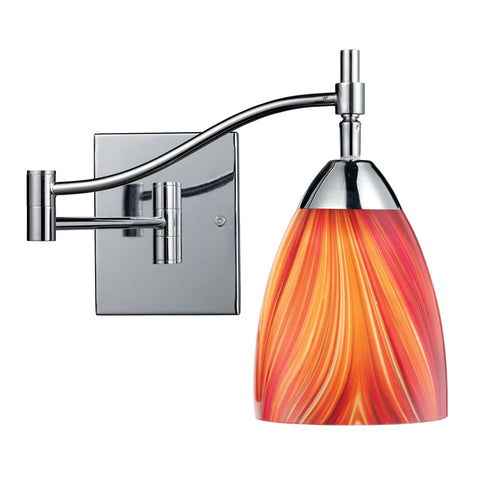Celina 1 Light Swingarm Sconce In Polished Chrome And Multi Glass