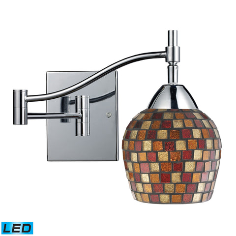 Celina 1 Light LED Swingarm Sconce In Polished Chrome And Multi Fusion Glass