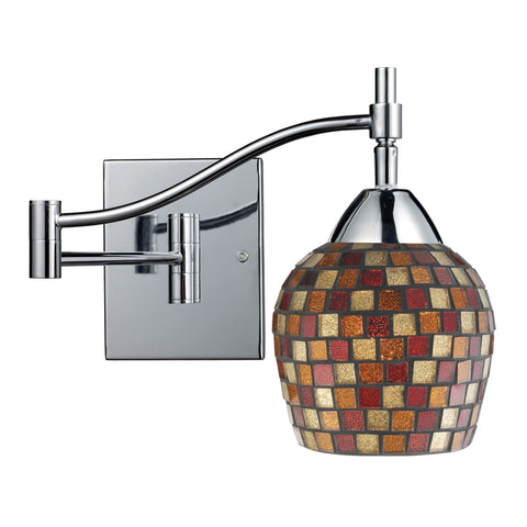 Celina 1 Light Swingarm Sconce In Polished Chrome And Multi Fusion Glass