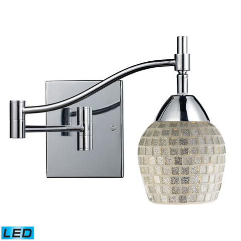 Celina 1 Light LED Swingarm Sconce In Polished Chrome And Silver Glass