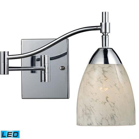 Celina 1 Light LED Swingarm Sconce In Polished Chrome And Snow White