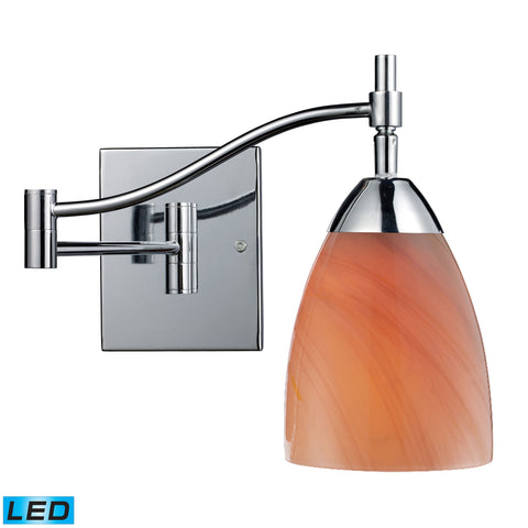 Celina 1 Light LED Swingarm Sconce In Polished Chrome And Sandy Glass