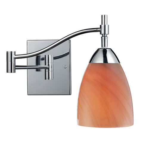 Celina 1 Light Swingarm Sconce In Polished Chrome And Sandy Glass