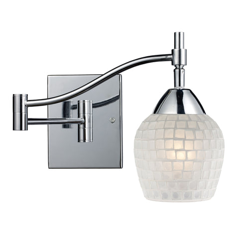 Celina 1 Light Swingarm Sconce In Polished Chrome And White