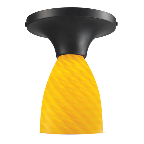 Celina 1 Light Semi Flush In Dark Rust And Canary Glass