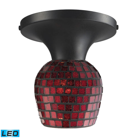 Celina 1 Light LED Semi Flush In Dark Rust And Copper Glass