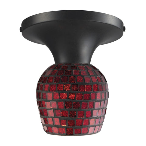 Celina 1 Light Semi Flush In Dark Rust And Copper Glass