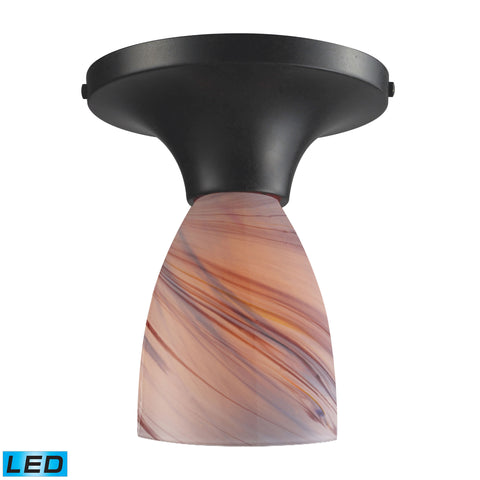Celina 1 Light LED Semi Flush In Dark Rust And Creme Glass