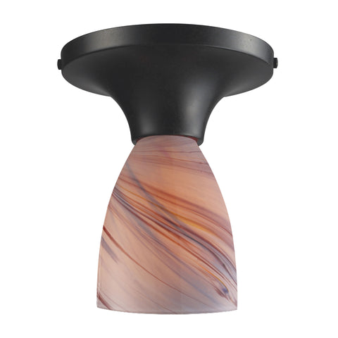 Celina 1 Light Semi Flush In Dark Rust And Creme Glass