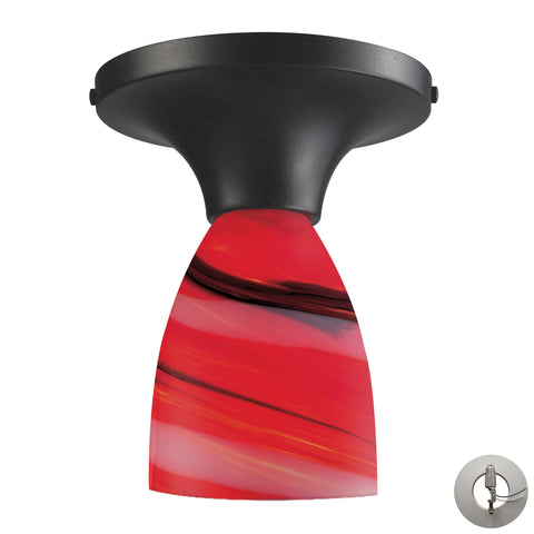Celina 1 Light Semi Flush In Dark Rust And Candy Glass - Includes Recessed Lighting Kit