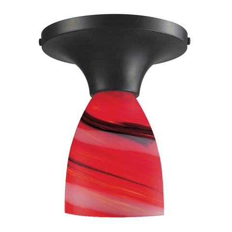 Celina 1 Light Semi Flush In Dark Rust And Candy Glass