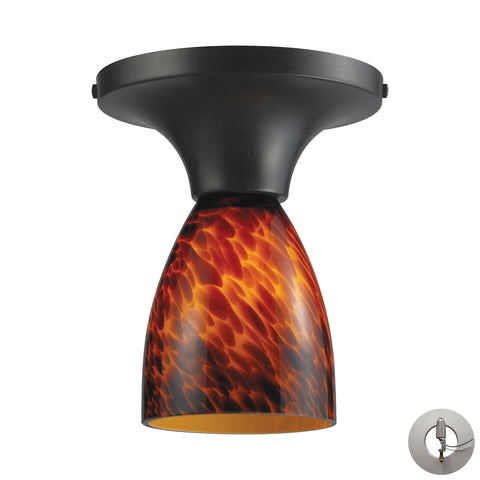 Celina 1 Light Semi Flush In Dark Rust And Espresso - Includes Recessed Lighting Kit