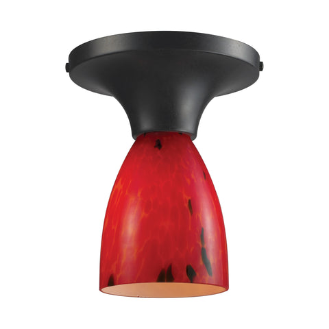 Celina 1 Light Semi Flush In Dark Rust And Fire Red