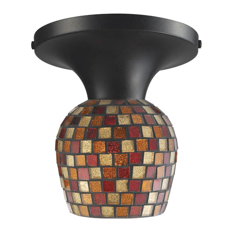 Celina 1 Light Semi Flush In Dark Rust And Multi Fusion Glass