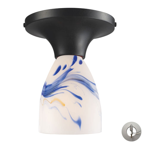 Celina 1 Light Semi Flush In Dark Rust And Mountain - Includes Recessed Lighting Kit