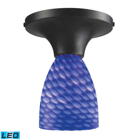 Celina 1 Light LED Semi Flush In Dark Rust And Sapphire Glass