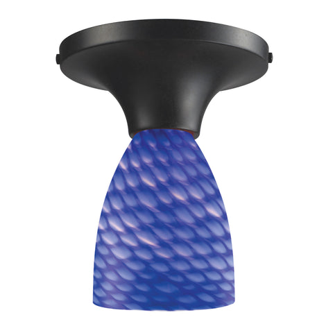Celina 1 Light Semi Flush In Dark Rust And Sapphire Glass