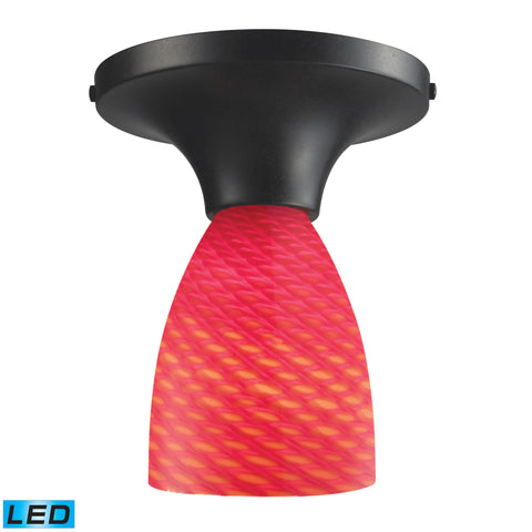 Celina 1 Light LED Semi Flush In Dark Rust And Scarlet Red Glass