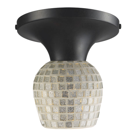 Celina 1 Light Semi Flush In Dark Rust And Silver Glass