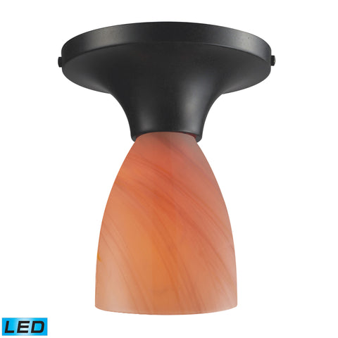 Celina 1 Light LED Semi Flush In Dark Rust And Sandy Glass