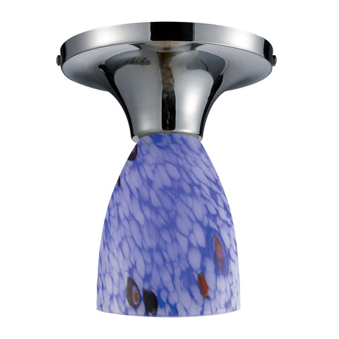 Celina 1 Light Semi Flush In Polished Chrome And Starburst Blue Glass