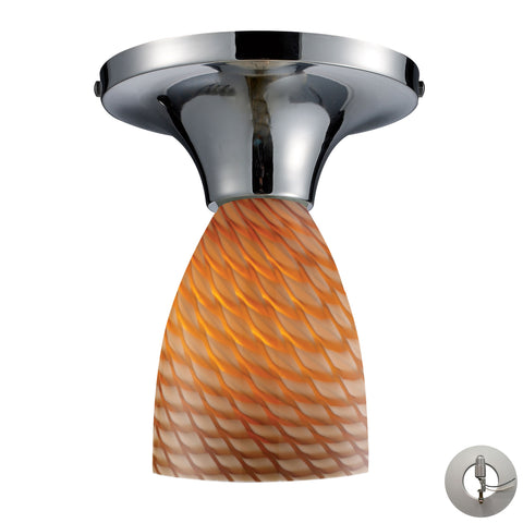 Celina 1 Light Semi Flush In Pollished Chrome And Cocoa Glass - Includes Recessed Lighting Kit