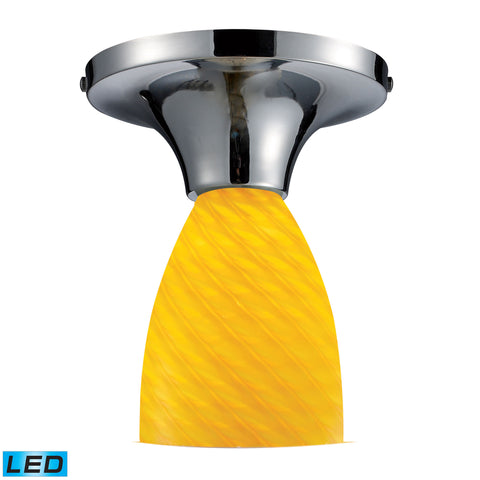 Celina 1 Light LED Semi Flush In Polished Chrome And Canary Glass