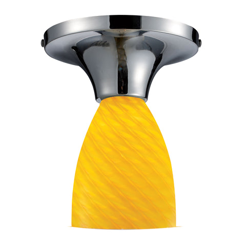 Celina 1 Light Semi Flush In Polished Chrome And Canary Glass