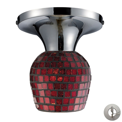 Celina 1 Light Semi Flush In Polished Chrome And Copper Glass - Includes Recessed Lighting Kit