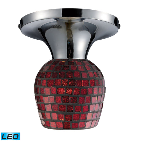 Celina 1 Light LED Semi Flush In Polished Chrome And Copper Glass