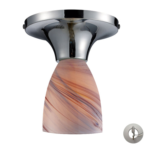 Celina 1 Light Semi Flush In Polished Chrome And Creme Glass - Includes Recessed Lighting Kit