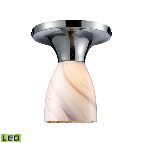 Celina 1 Light LED Semi Flush In Polished Chrome And Creme Glass
