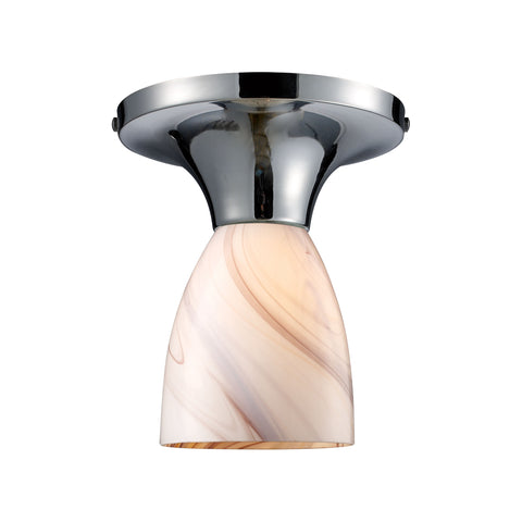 Celina 1 Light Semi Flush In Polished Chrome And Creme Glass