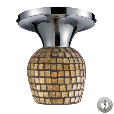 Celina 1 Light Semi Flush In Polished Chrome And Gold Leaf Glass - Includes Recessed Lighting Kit